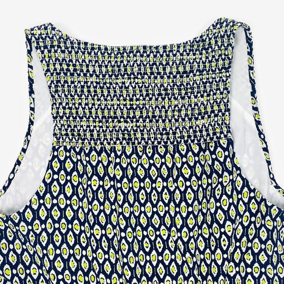 Joie Lawska Mini Dress Medium Blue Silk Geometric Casual Boho Chic Softcore - Picture 11 of 14
